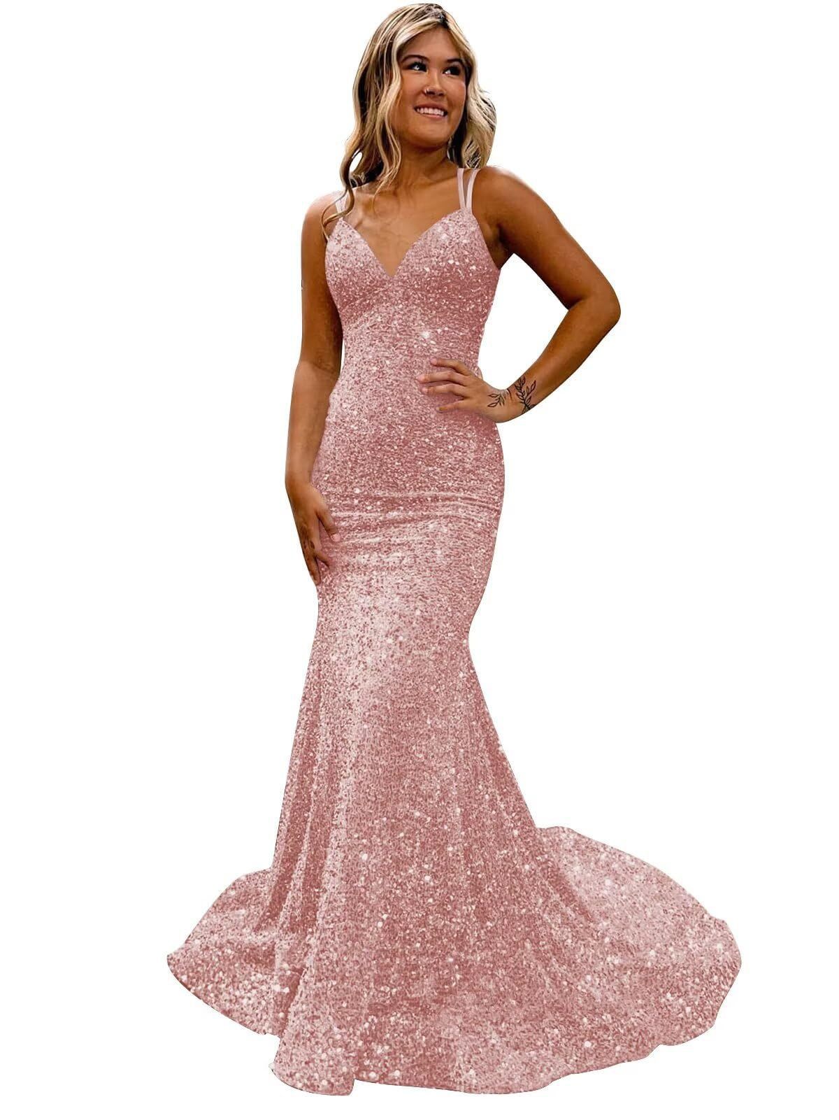 Women sequined ball Bodycon fishtail V-neck party evening dress（Processing time need 3-6 days） 8