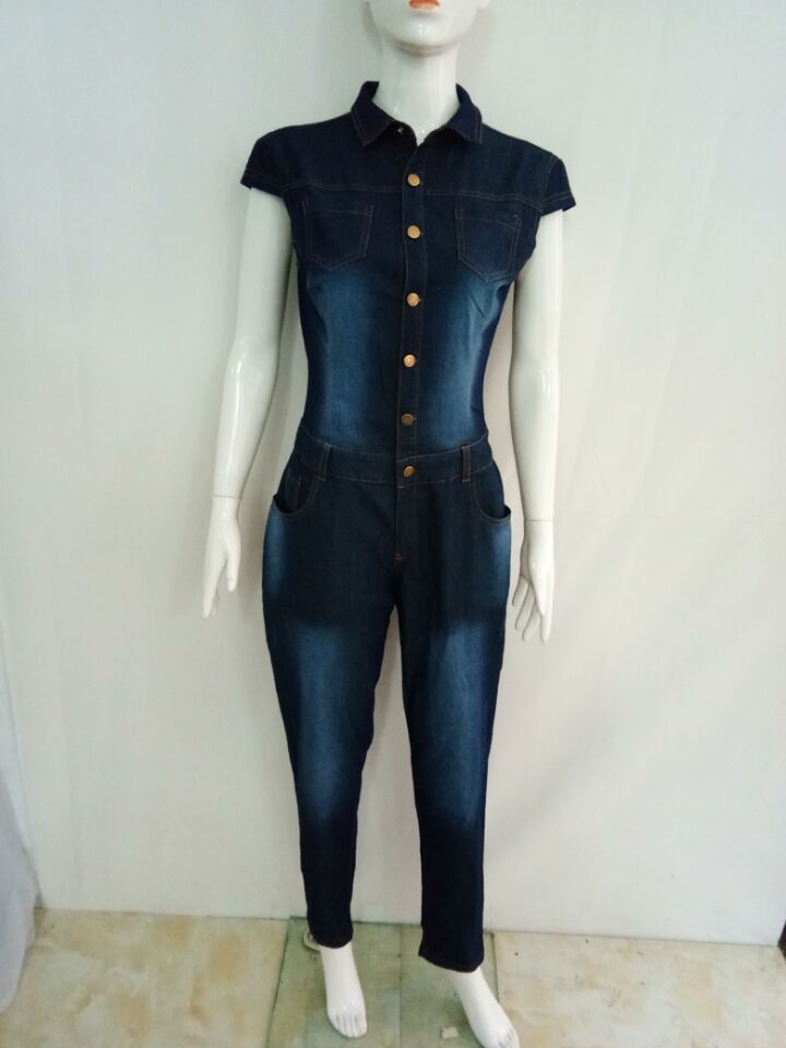 Short Sleeve Slim Fit Denim Jumpsuit 5