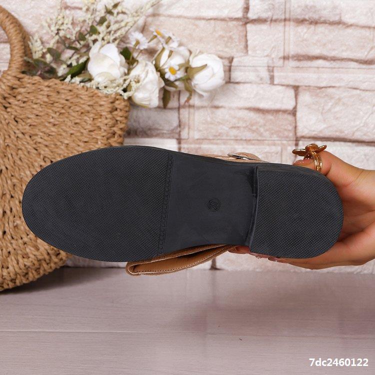 Plus-Size Women Autumn/Winter Suede Pleated Block-Heeled Ankle Boots 7