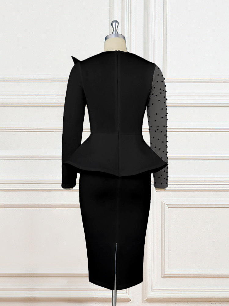 Elegant Patchwork Beaded High Waist Slim Fit Party Dress 11