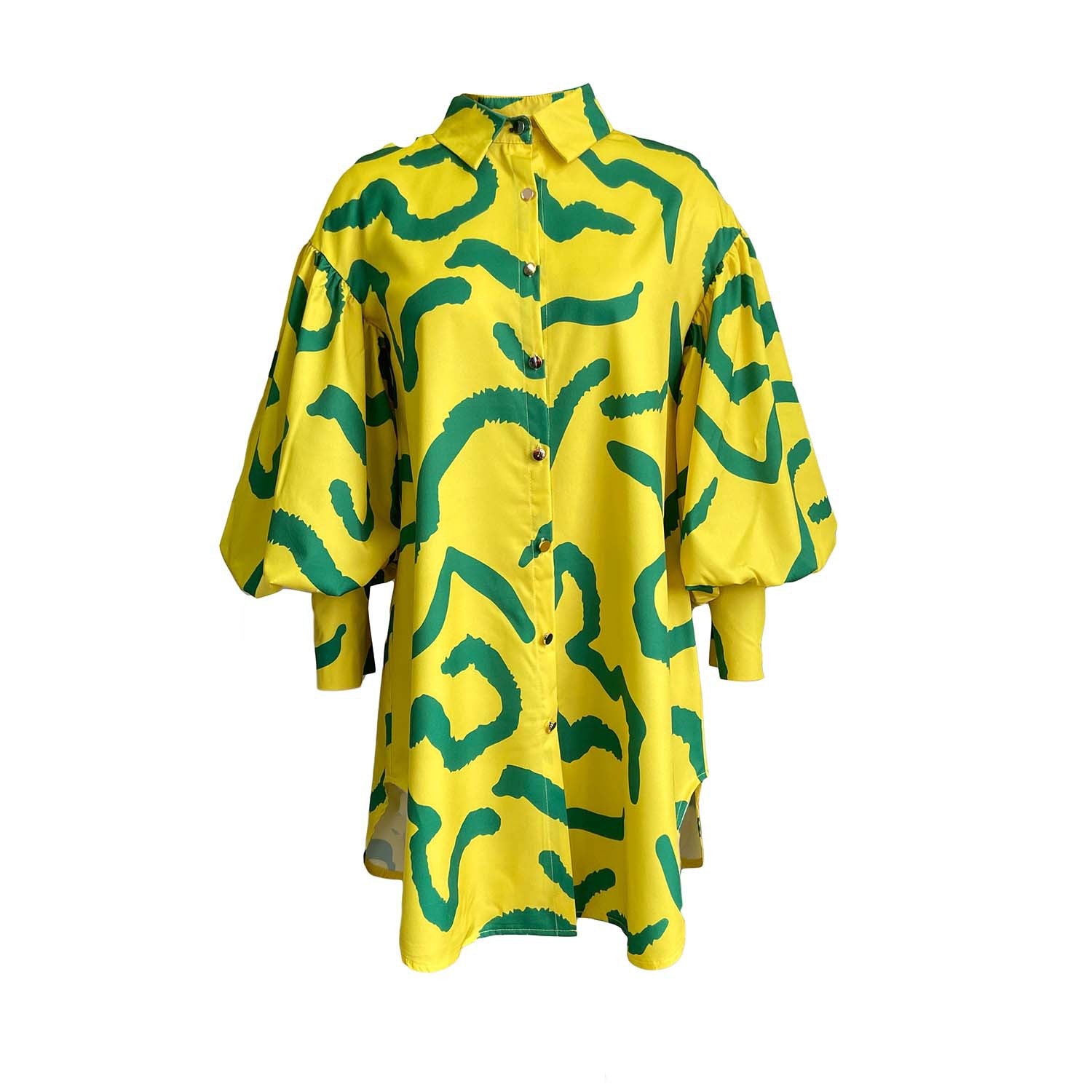 Women's Chic Loose Printed Fashion Shirt Dress 15