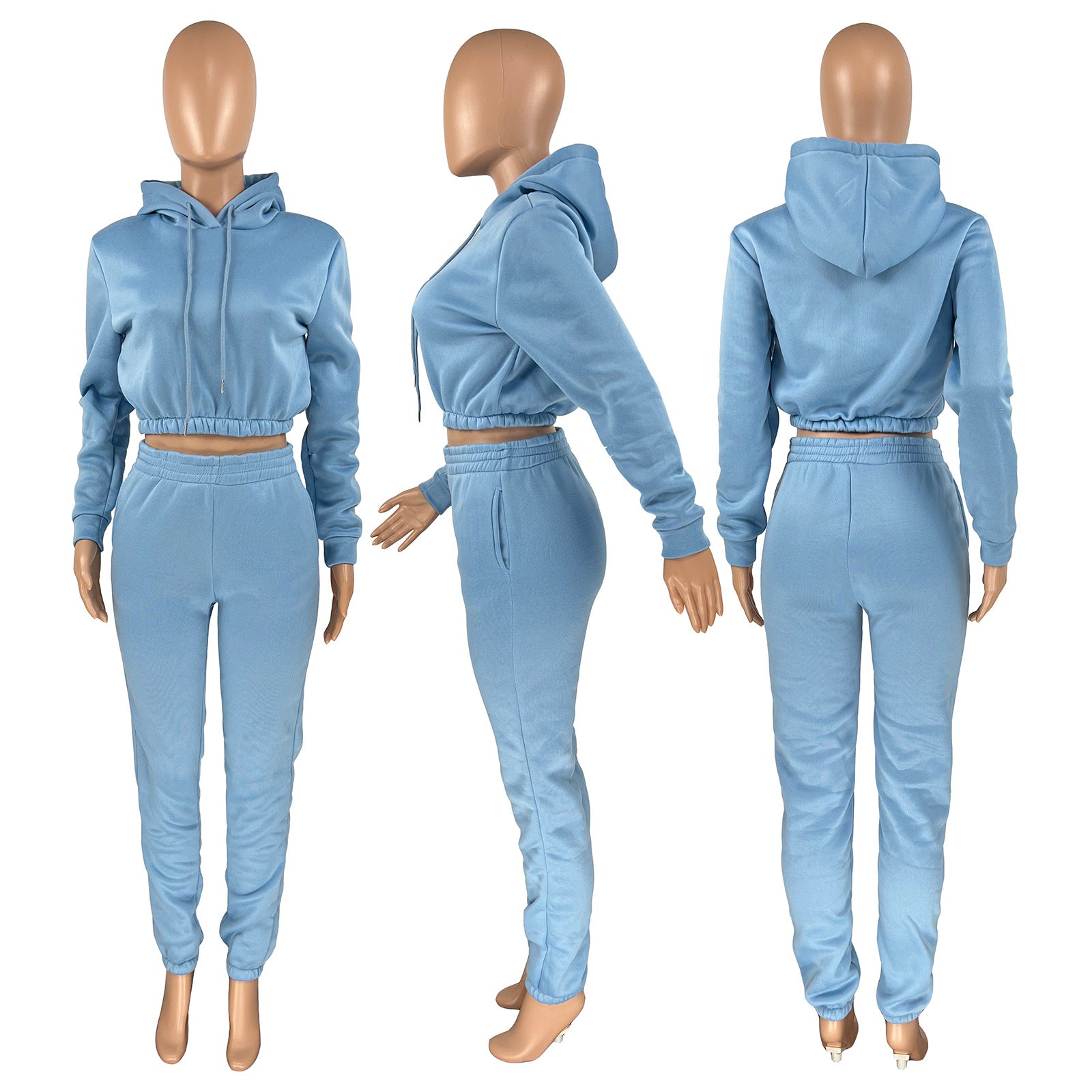 Women's Spring And Winter Velvet Sports Casual Hoodies Jogging Pants Two-Piece Set 26
