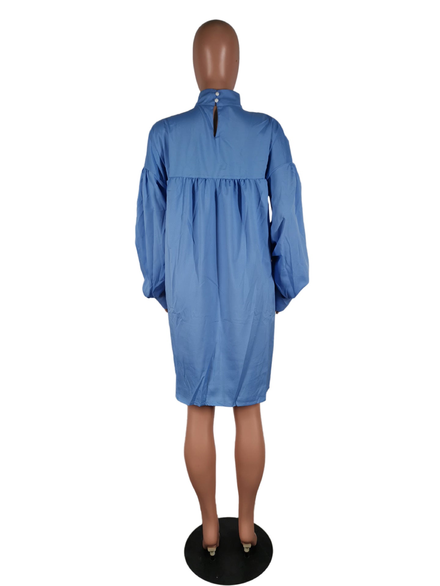 Women Stand Collar Shirt Dress 18
