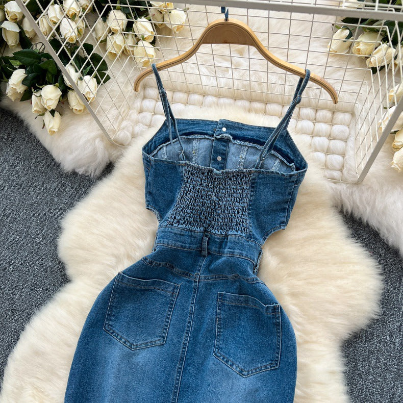 Women's Summer Slit Strap Dnim Dress 7