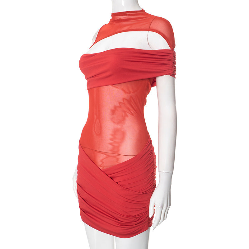 Women Summer Round Neck Sexy Hollow Bodycon Dress 6