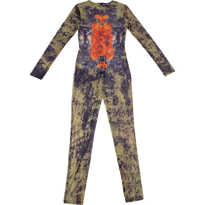 Women autumn sexy street print long sleeve jumpsuit 13