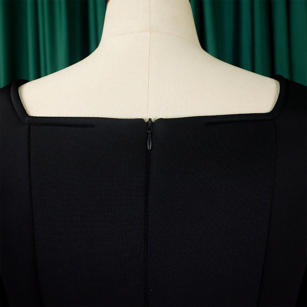 Winter Chic Elegant Fur Decorated Long Sleeve A-Line African Party Dress 42