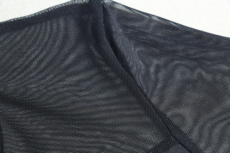 Women Solid Sexy Hollow Mesh Patchwork Bodycon Dress 15