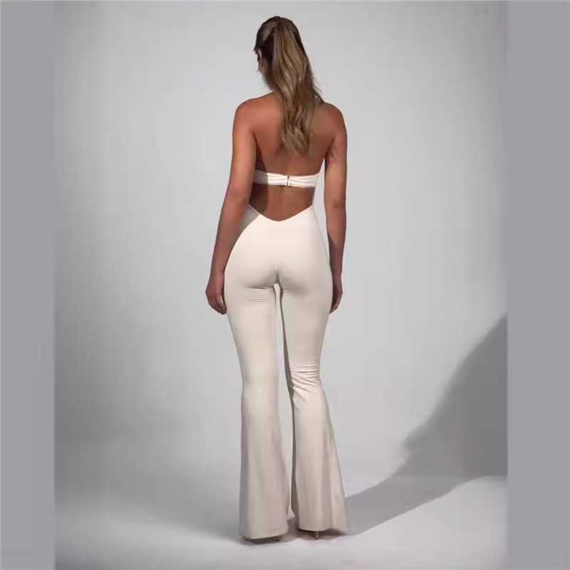 Women's Sleeveless Halter U-Neck Tight Slim Jumpsuit 6