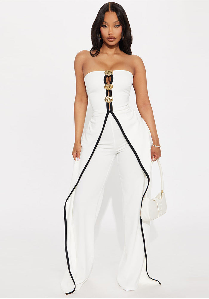 Women Strapless fake two-piece elegant party Jumpsuit 6