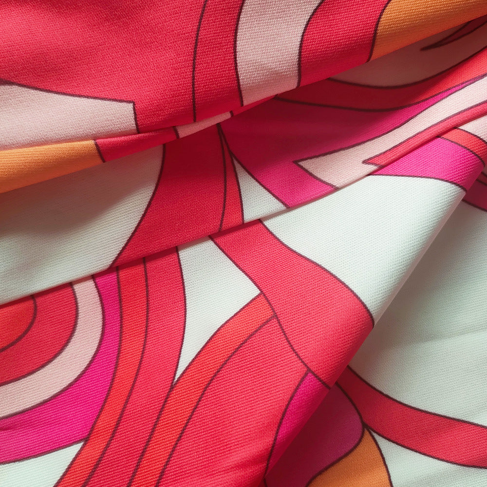 Summer women's Chic elegant fashion print Bodycon dress 12