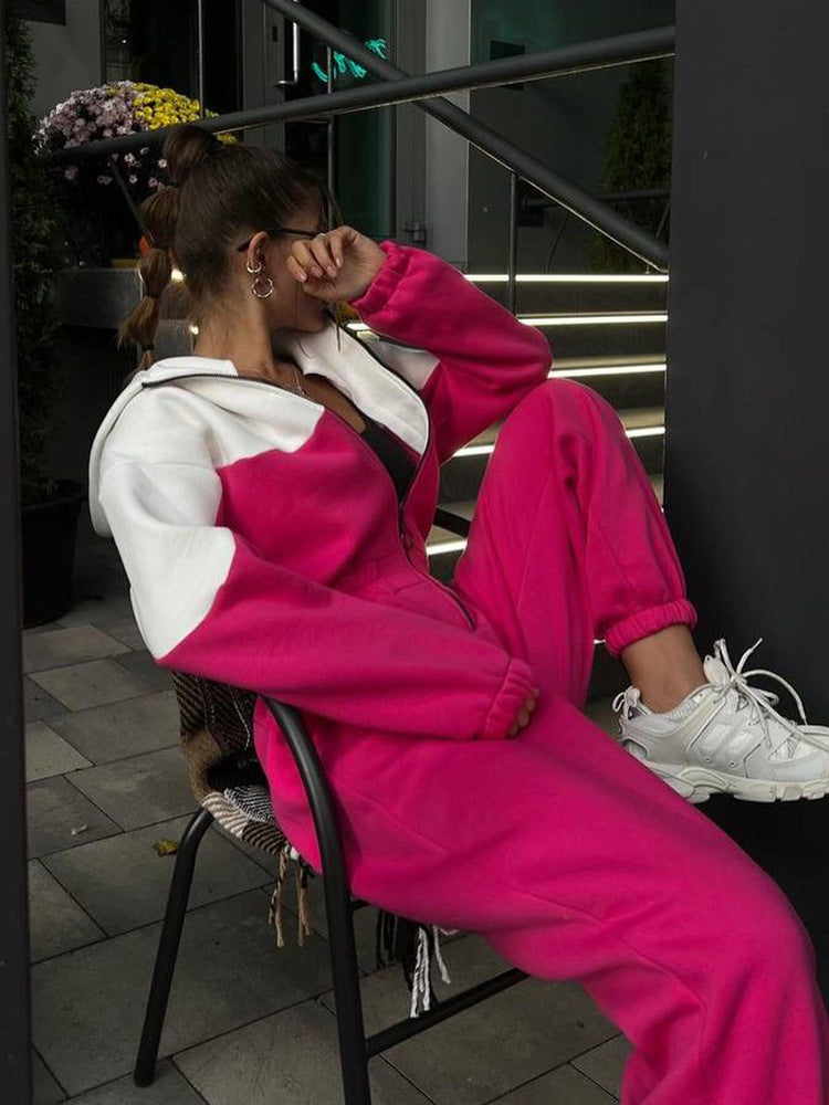 Women Sports Casual Contrast Jumpsuits 17