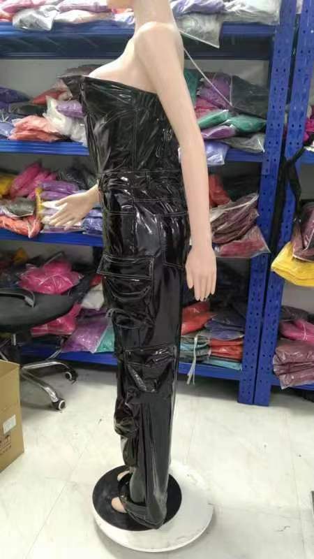 Women's Strapless Low Back Slim Fit Trendy Pocket Jumpsuit 9