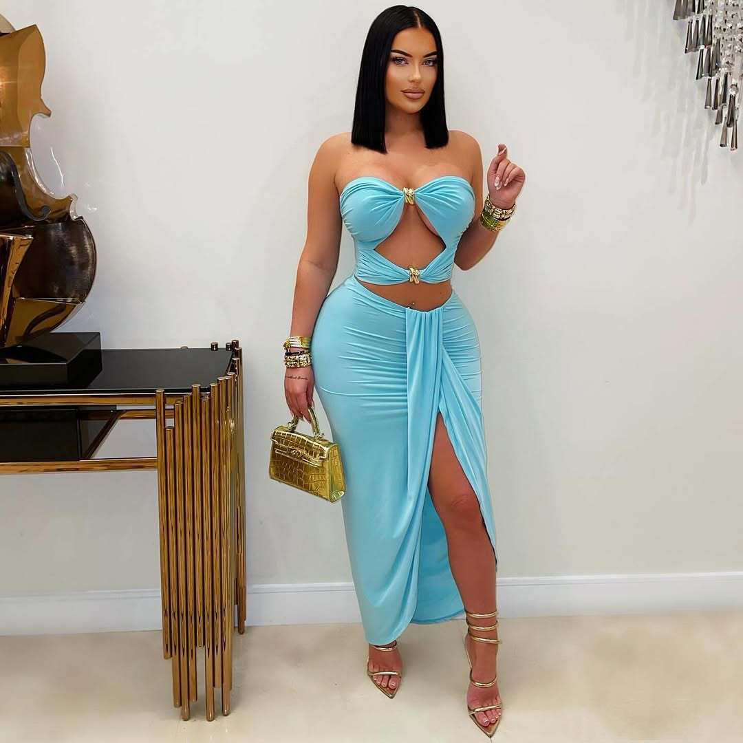 Solid Color Sexy Summer Skirt Set 3