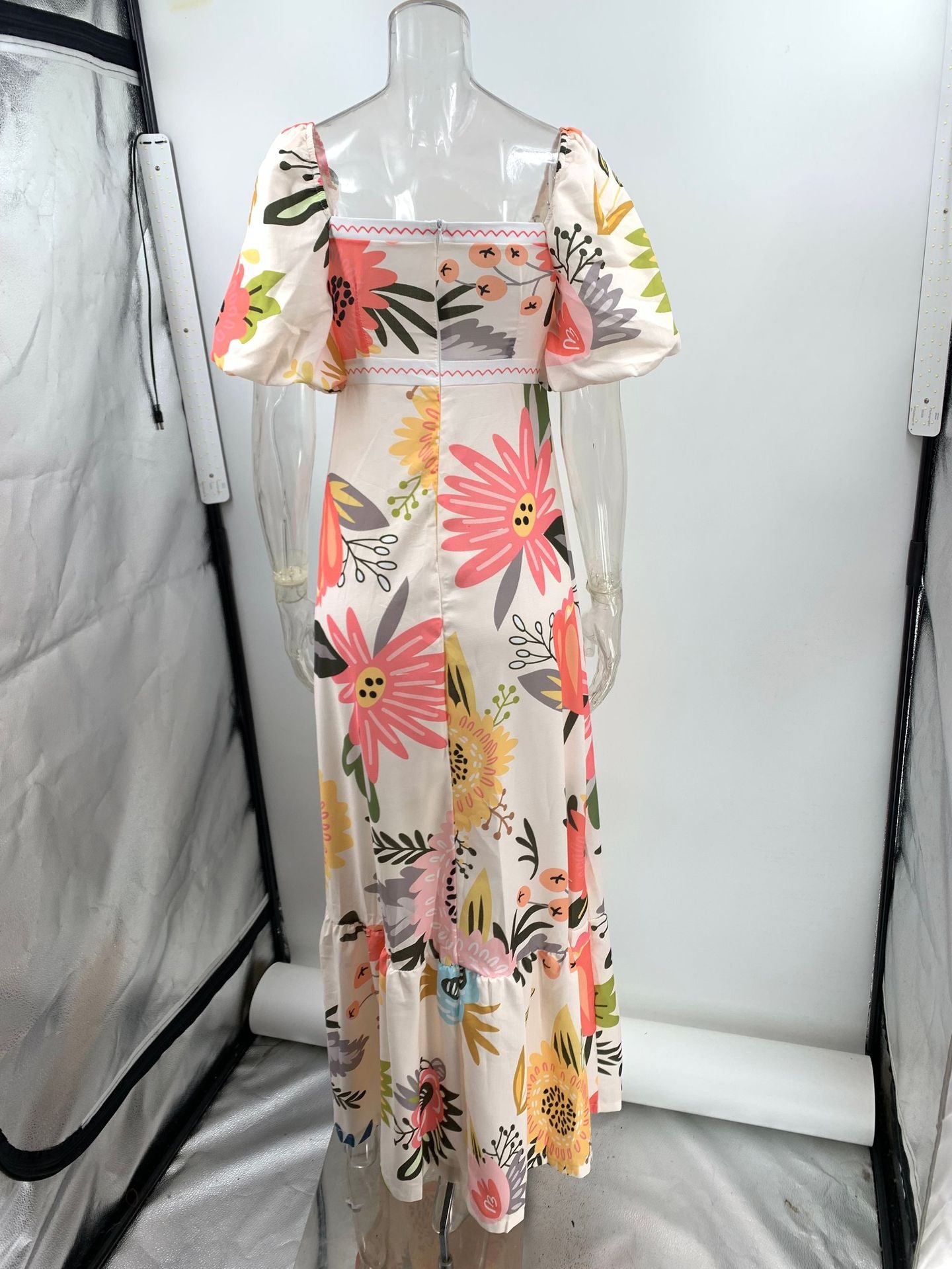 Women Casual Off Shoulder Printed lantern sleeve dress 9