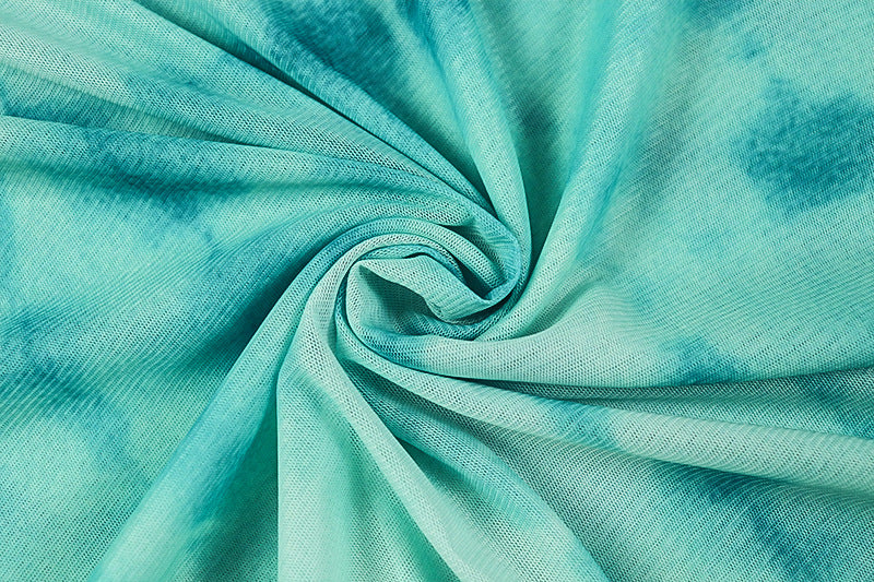 Women Printed Mesh Waist Bodycon High Neck Long Sleeve Chic Dress 17