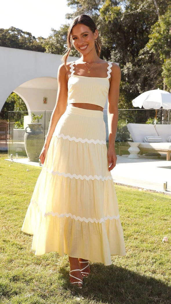 Women's Summer Sexy Strap A-line Two Piece Skirt Set 27