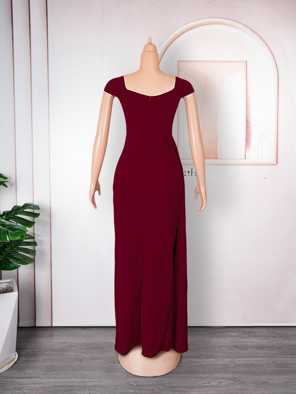 African Women's Plus Size Solid Color Long Dress 22