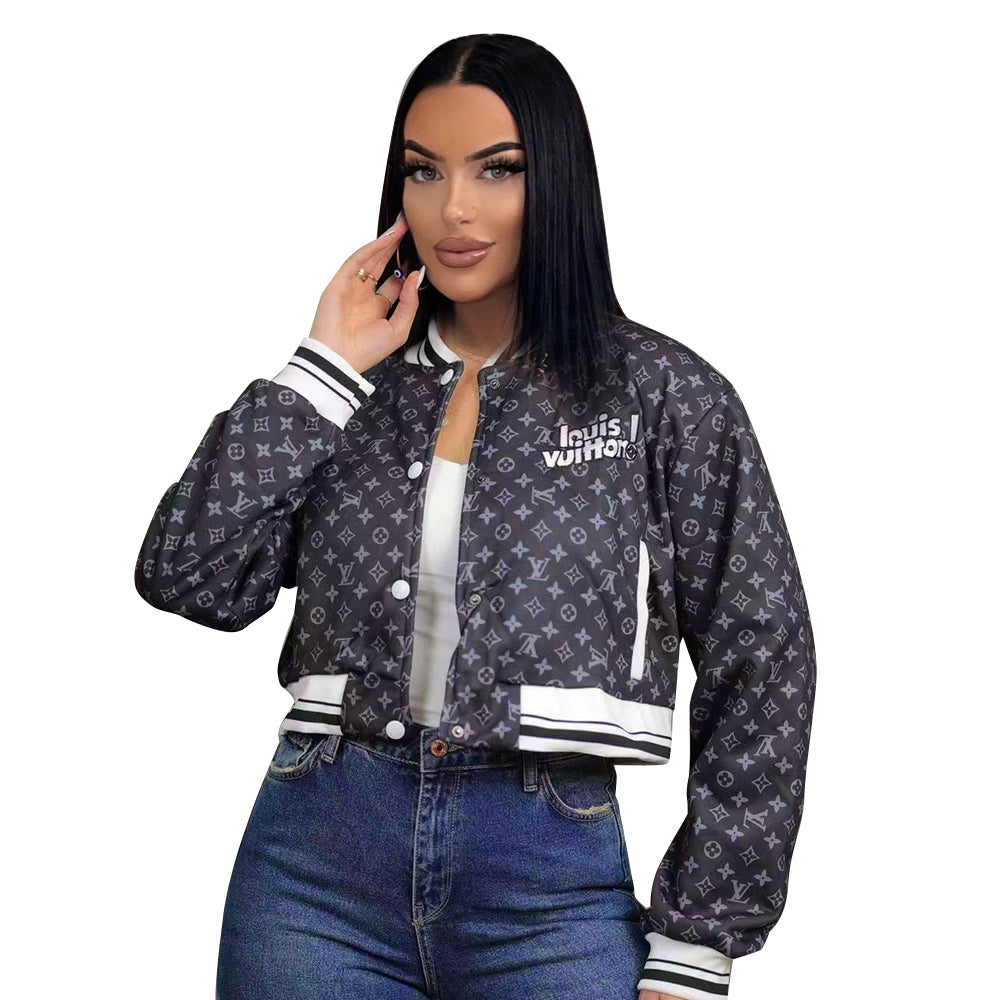 Women Fall/Winter Casual Printed Embroidered Baseball Jacket 10