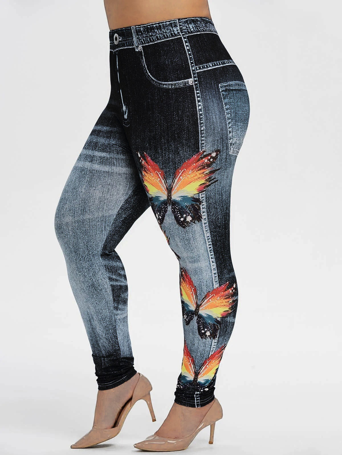 Women's Printed Multicolor High Waist Butterfly Slim Butt Lift Workout Pants 3