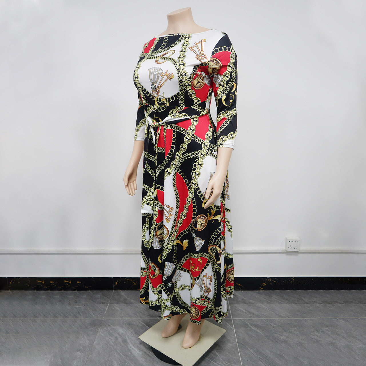Women's Spring Fashion Chic Printed Long Sleeve African Plus Size Maxi Dress 13