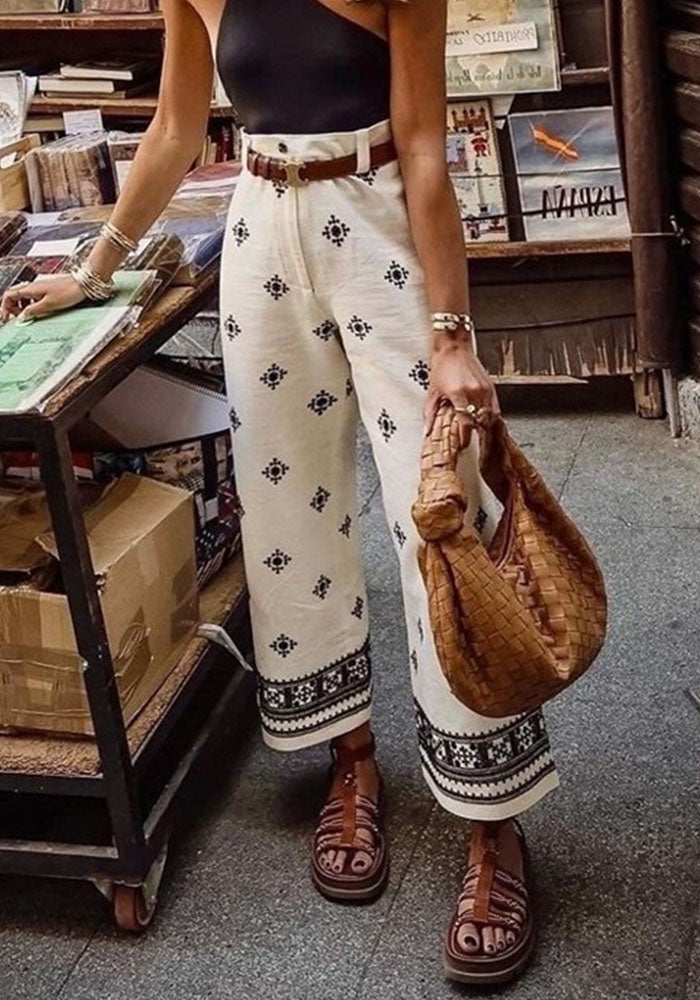 Women Printed Bohemian Beach Holidays Wide Leg Pants