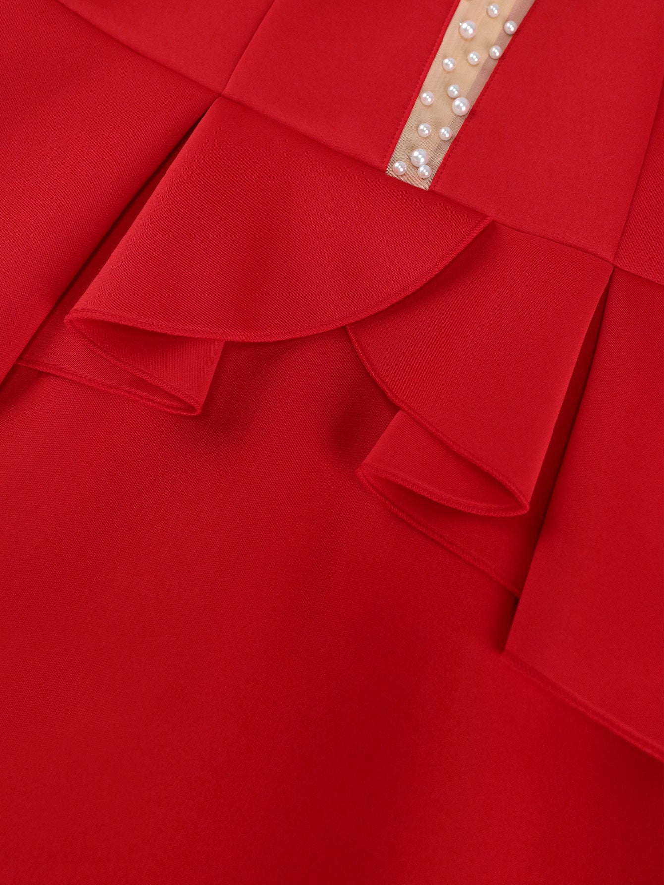 Round Neck See-Through Beaded Flare Sleeve Sexy Peplum Dress 18