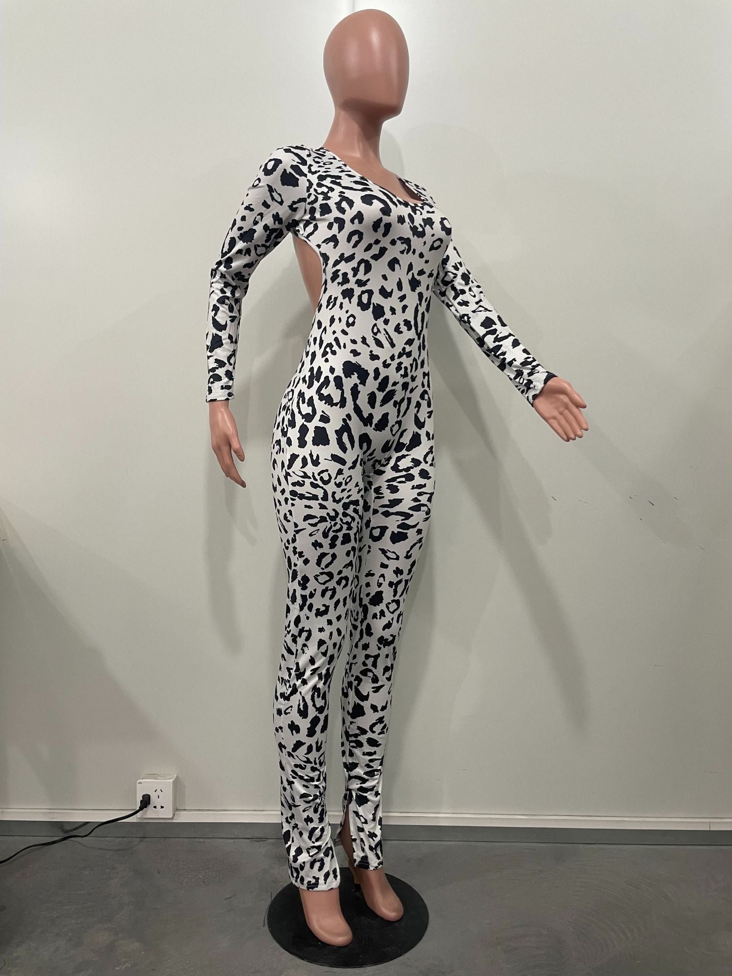 Women Casual Backless Leopard Jumpsuit 10