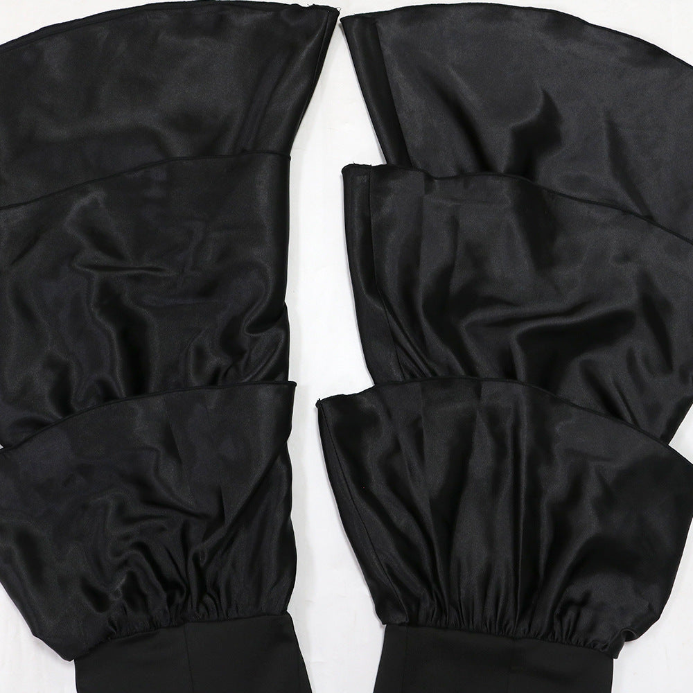 Women sexy Strapless Solid pleated lace Jumpsuit 10