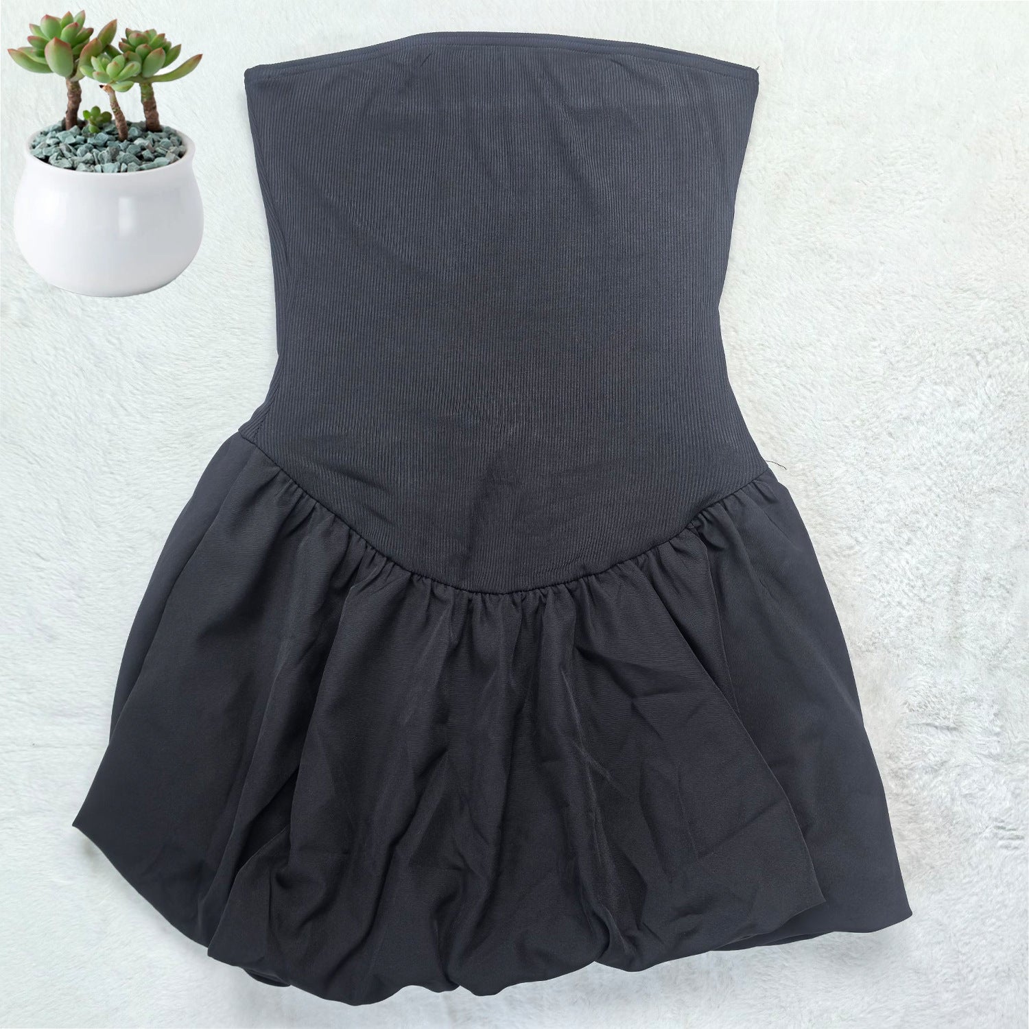 Women Summer Sleeveless Sexy Strapless Bubble Dress