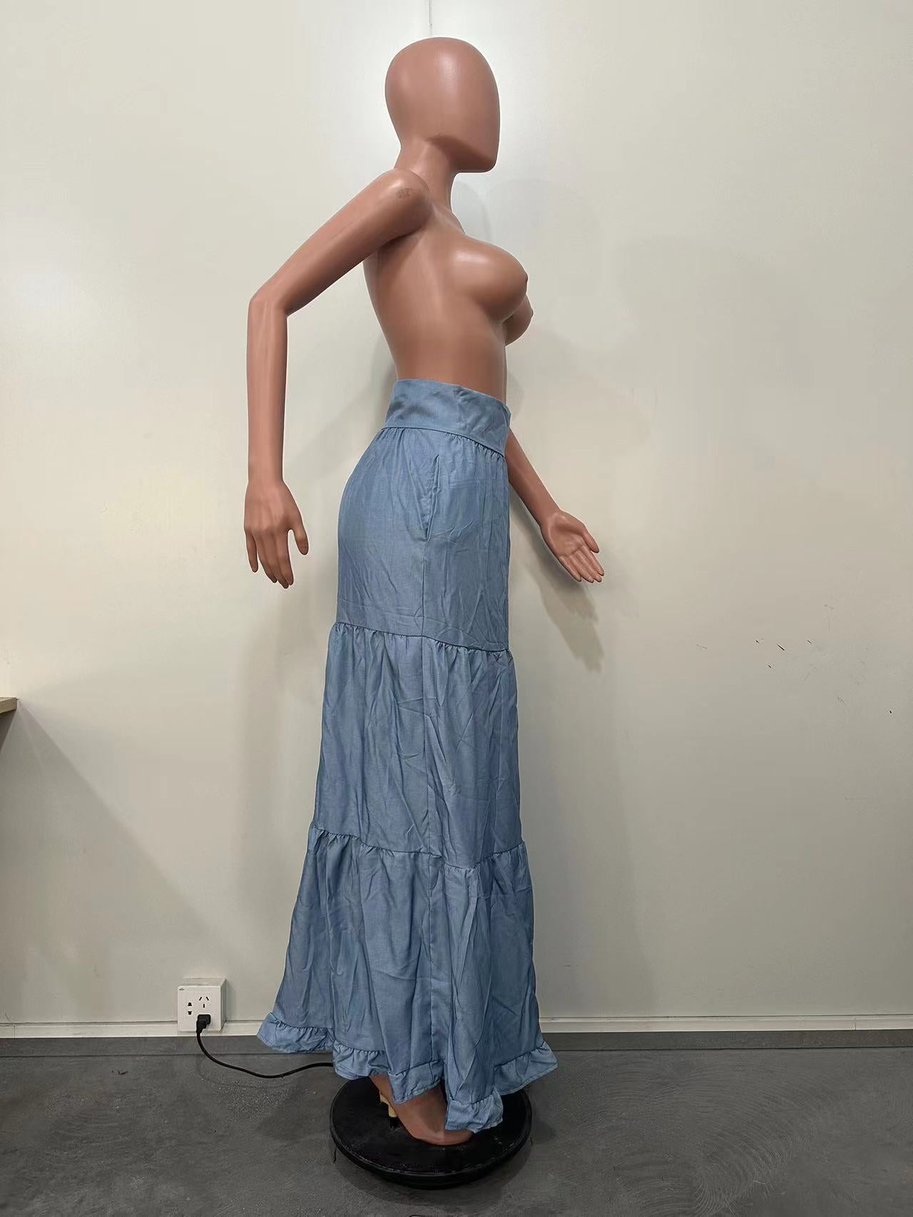 Spring Women's Mid-Rise Loose Long Skirt 10