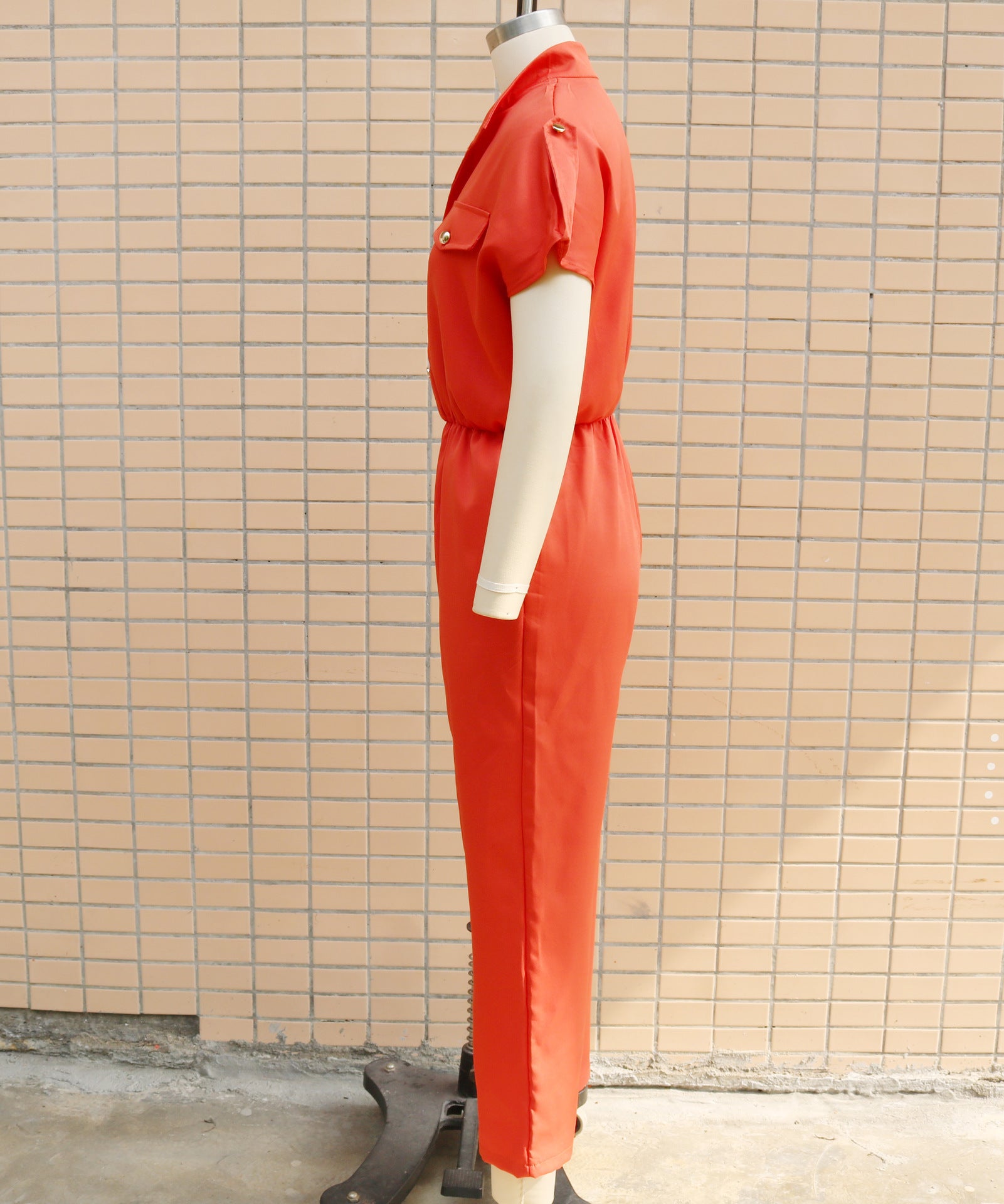 Summer Women loose single breasted jumpsuit 12