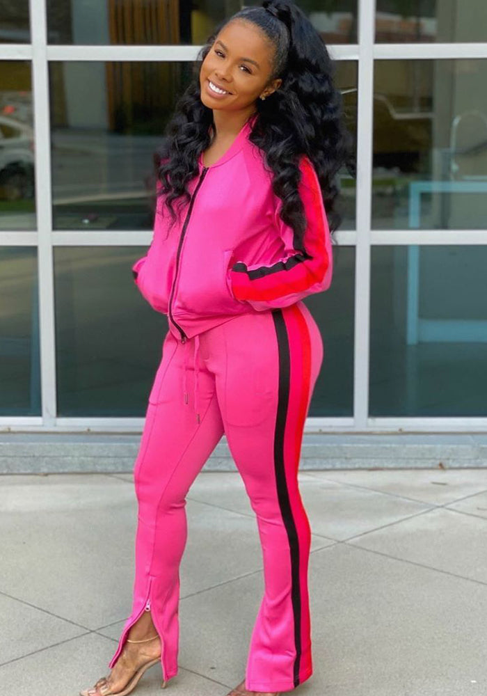 Casual Women's Fall/Winter Loose Print Sports Two-Piece Set