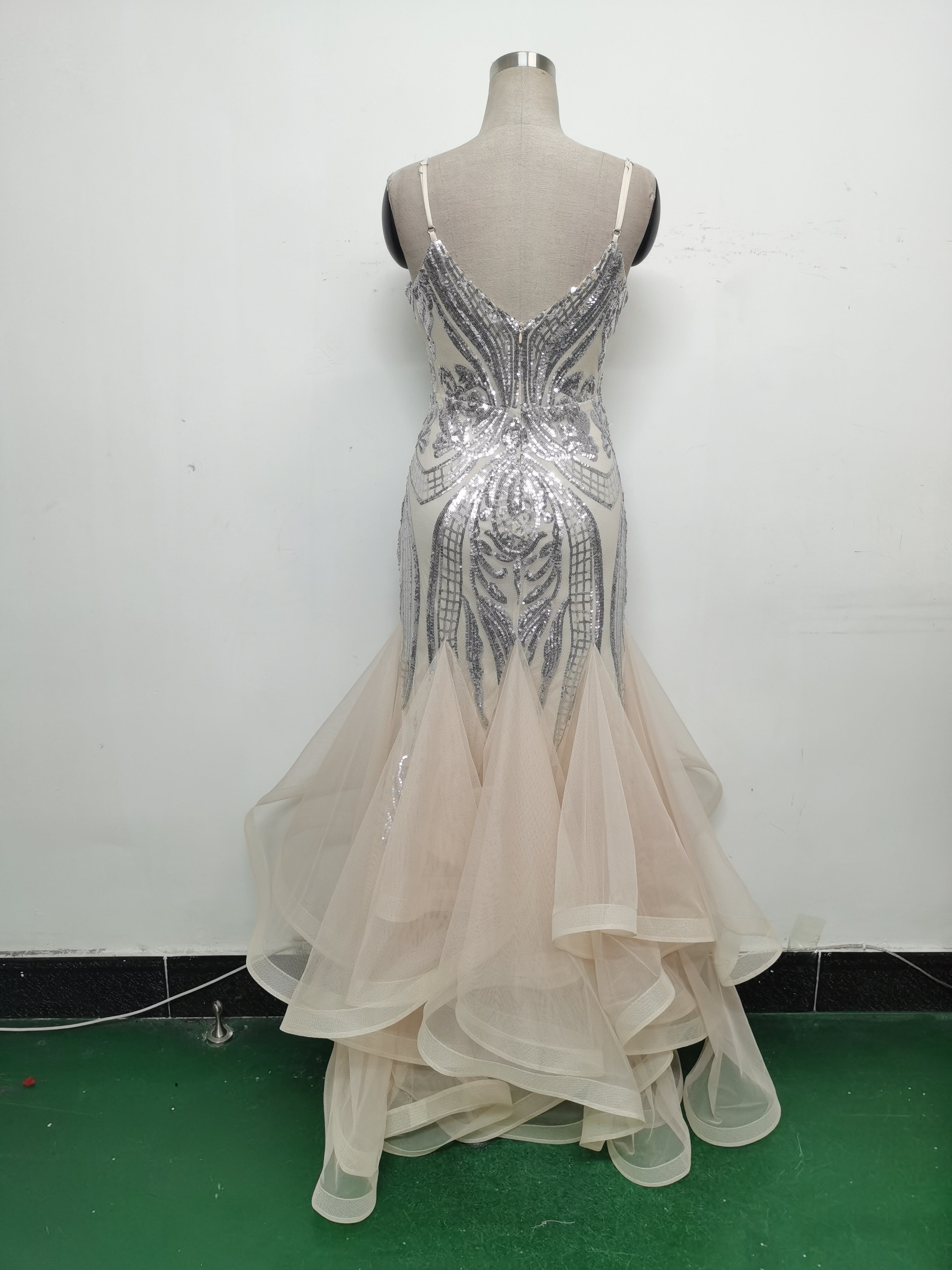 Women Sequin Patchwork Mesh Evening Dress 19