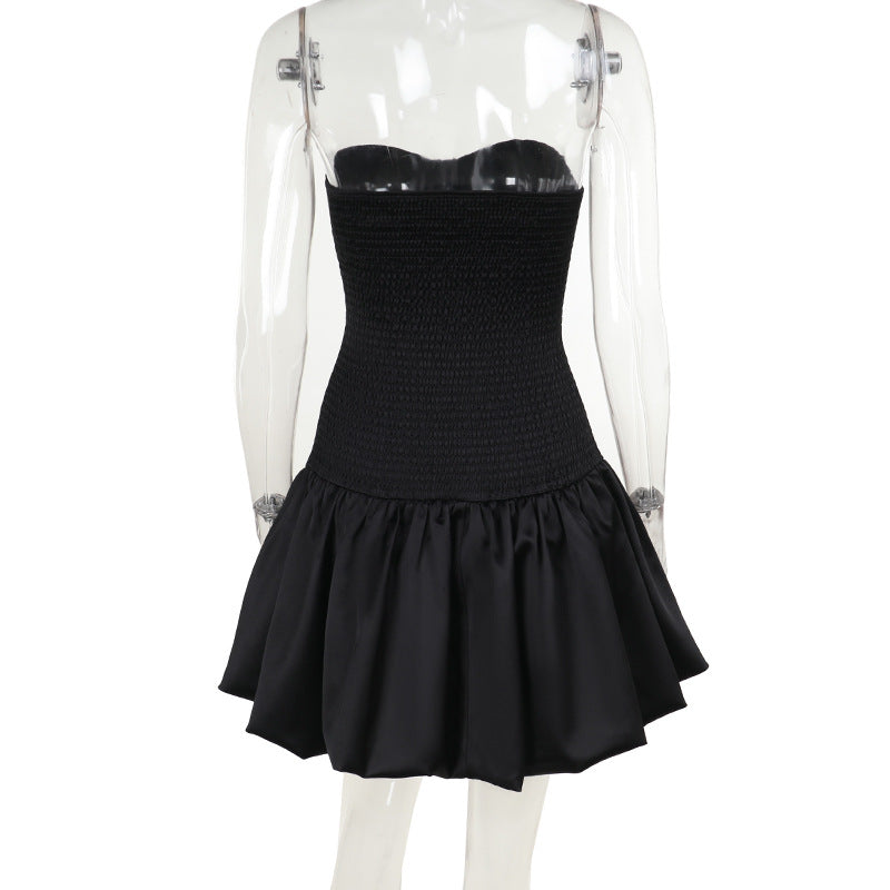 Fall Fashion Chic Sexy Slim Strapless Bubble A-Swing Dress 11