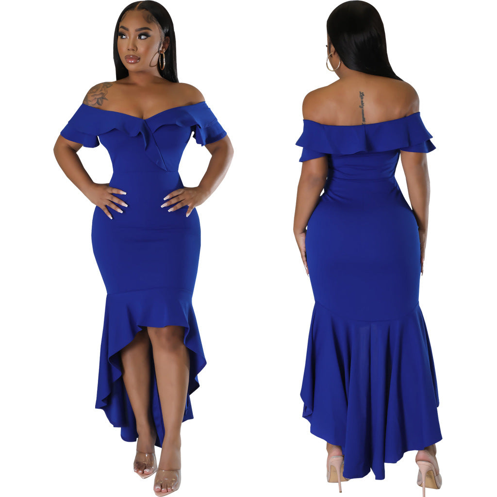 Women Sexy Solid Strapless Dress 4