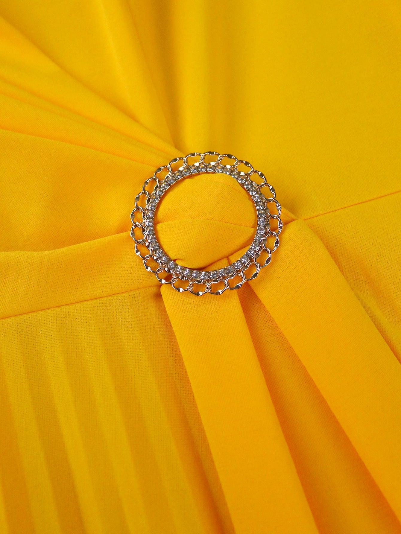 Women Round Neck Elegant Pleated Belt Dress 13