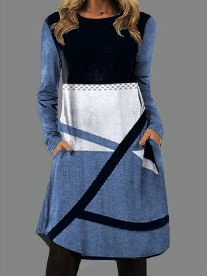 Autumn pocket loose irregular women's long-sleeved dress 38