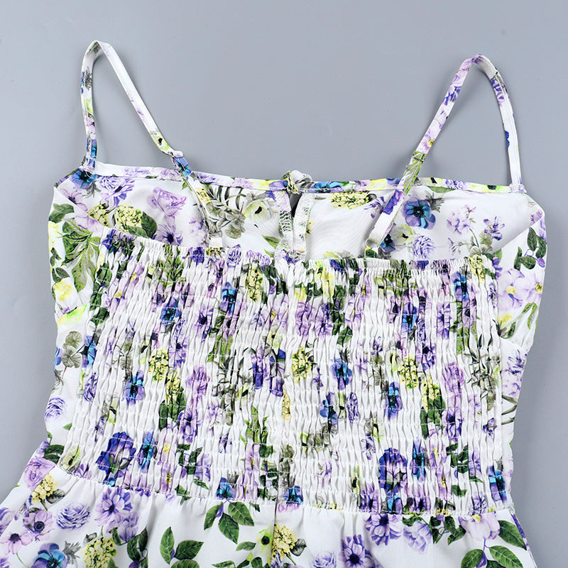 Women summer French printed slit Strap Dress 20