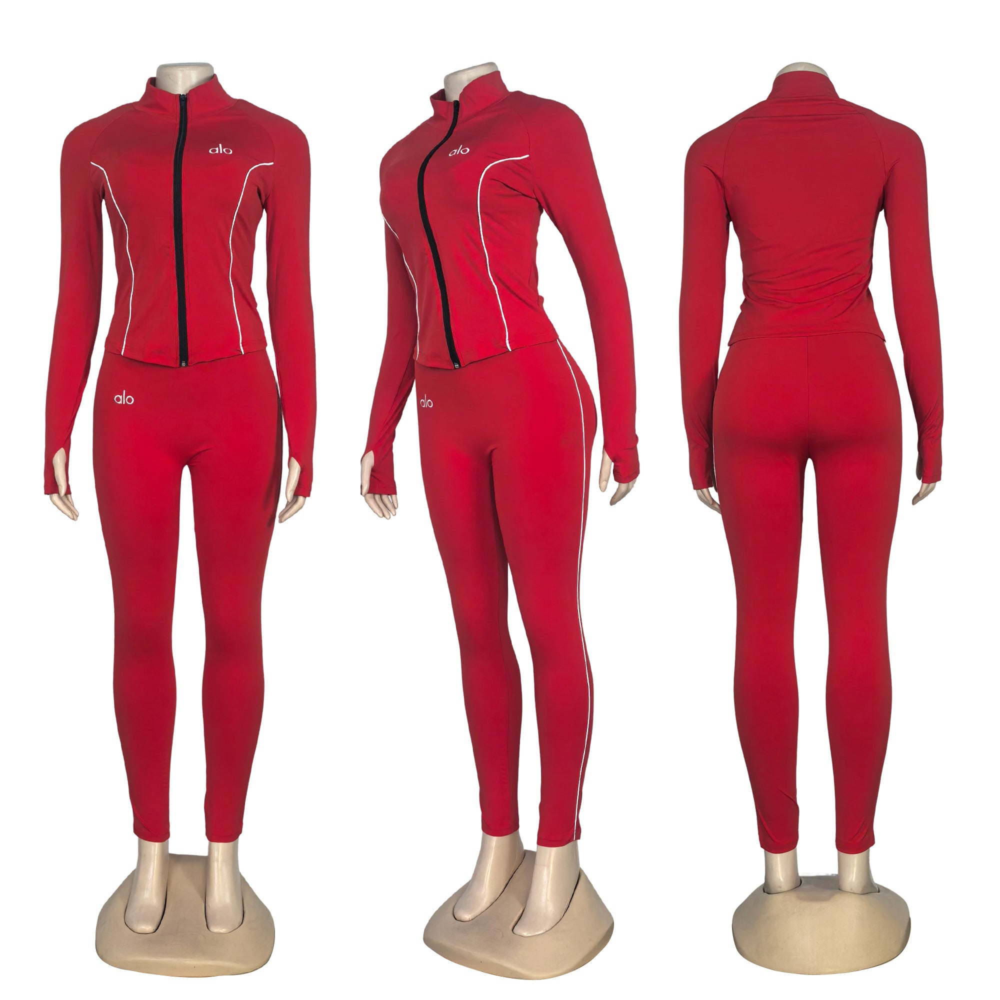 Women Contrast Color Yoga Running Wear Three-Piece Set 4