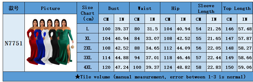 Autumn And Winter Plus Size Women'S Sexy Dress V Neck Solid Color Split Long Nightclub Dress 11