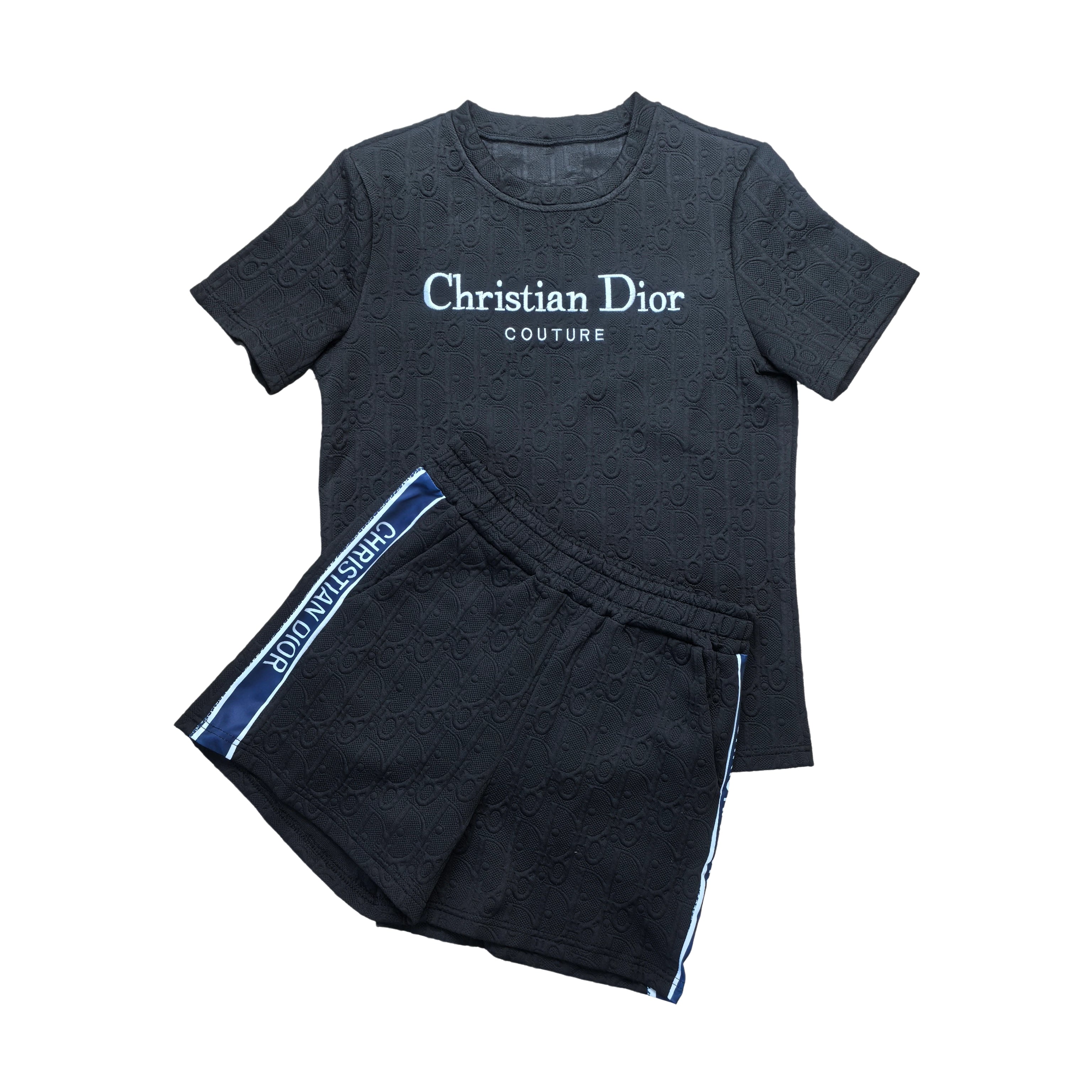 Women Embroidered short-sleeved top and shorts jacquard two-piece set 10