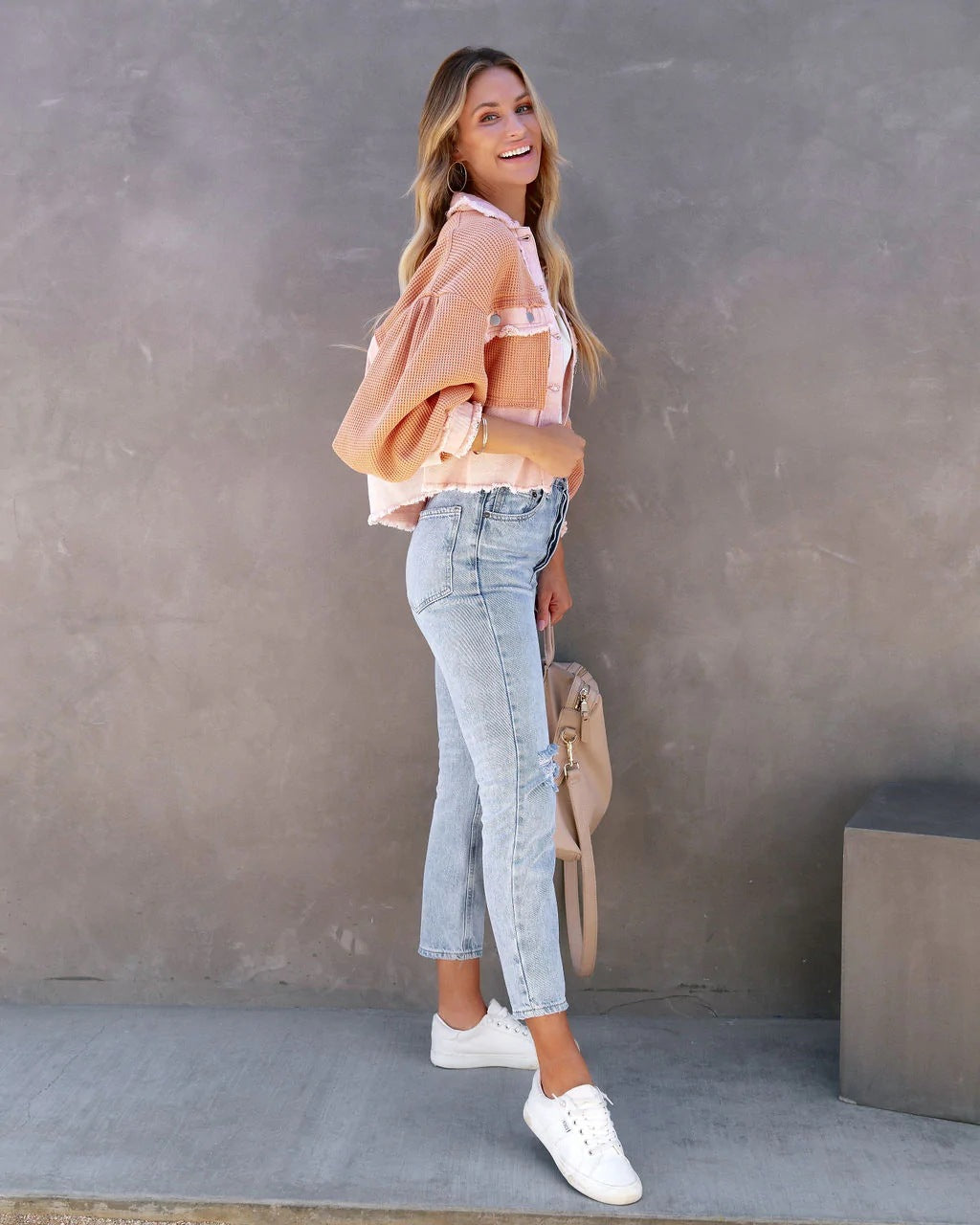 Autumn Winter Waffle Patchwork Casual Fashion Jacket 26