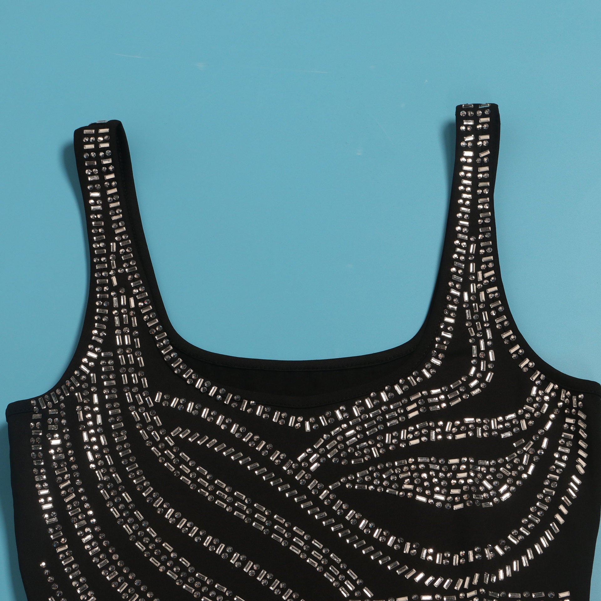 Women Sexy Beaded Sleeveless Bodycon Slit Dress 21