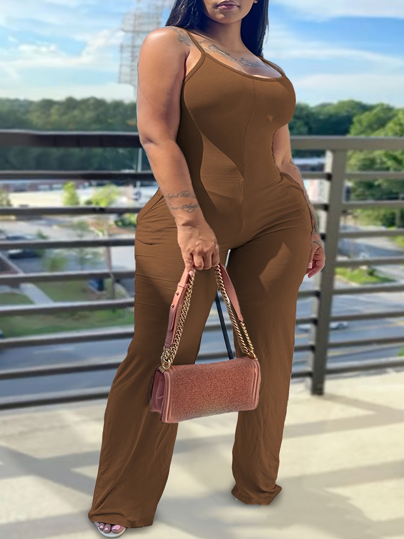 Plus Size Ribbed Tight-Fitting Jumpsuit 5