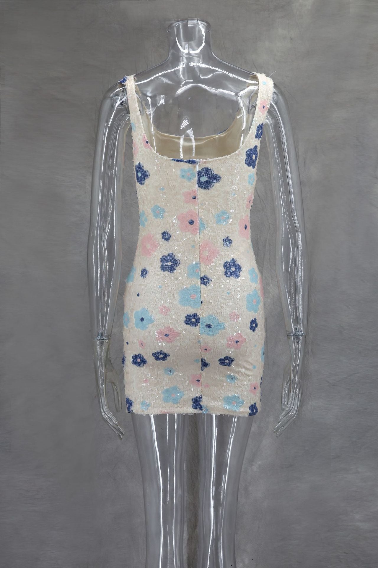 Spring Summer Multi-Color Flower Diamond Plaid Sequin Slit Bodycon Sexy Dress 11