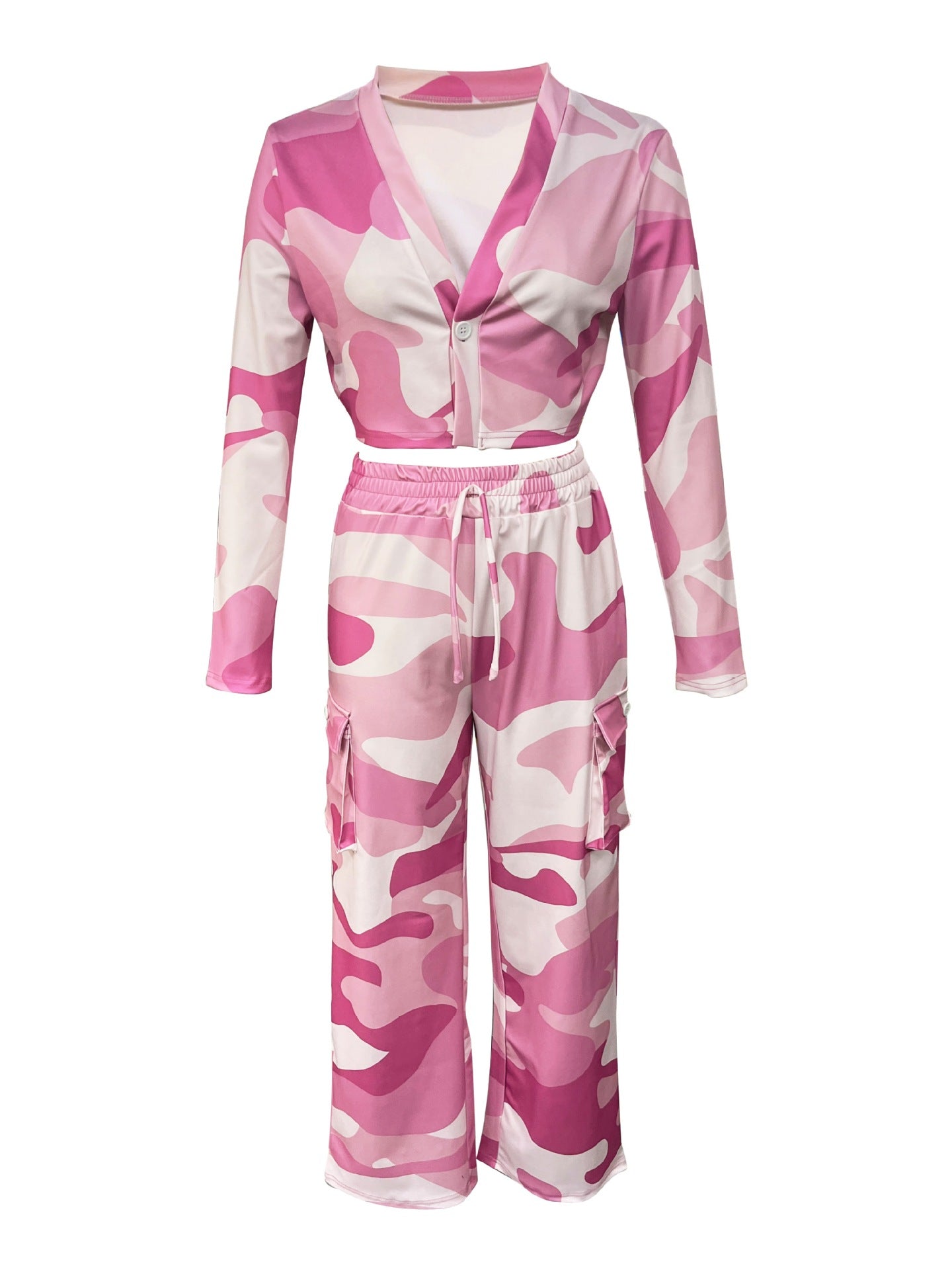 Women Camo Print Casual Sexy Crop Top and Pants Two-piece Set 24