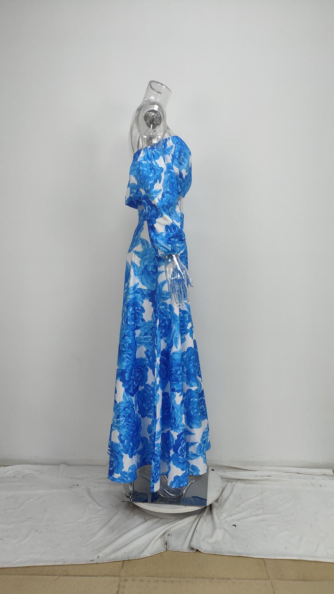 Women Spring Elegant Off Shoulder Print Dress 4