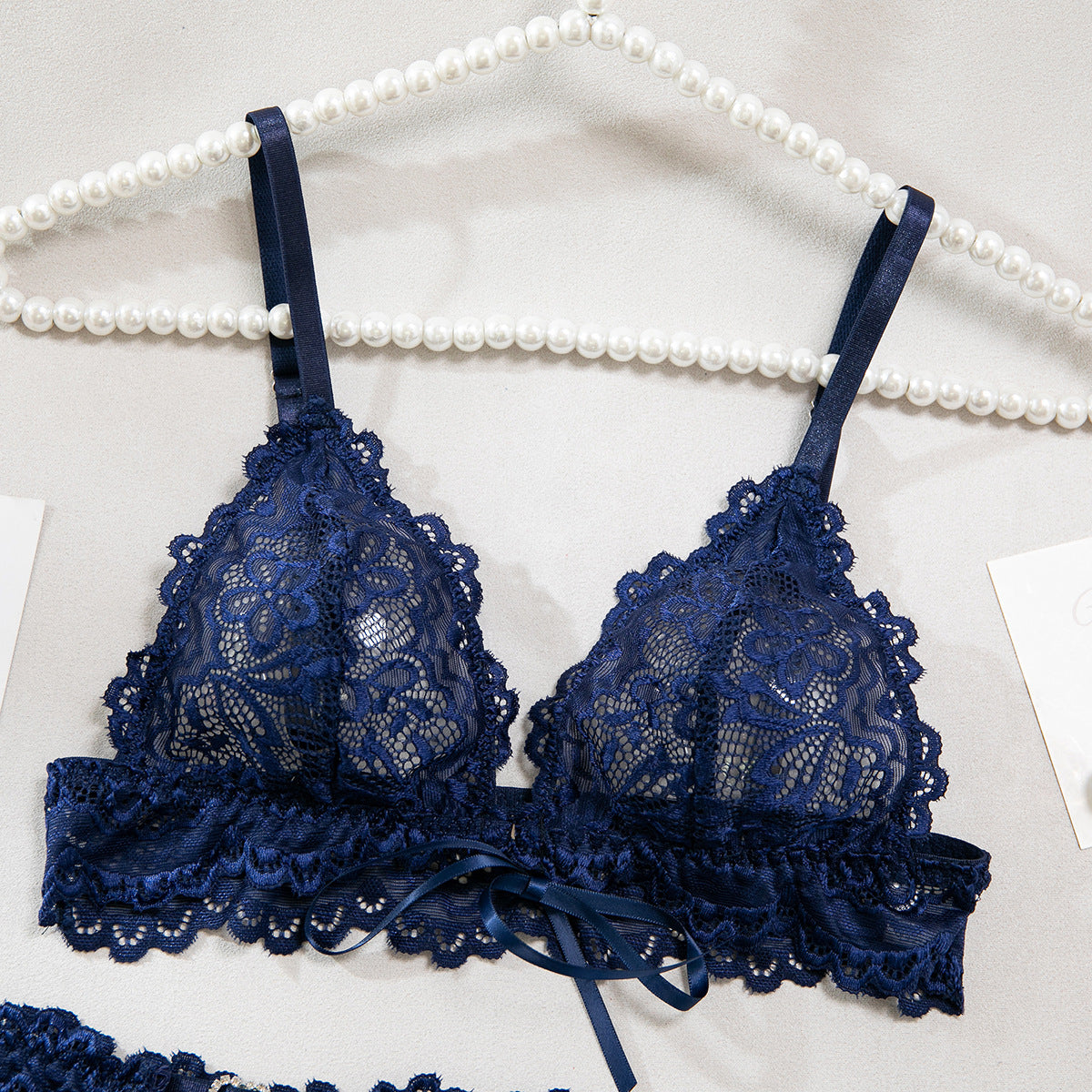 Women lace lace-up with cross-cut see-through lingerie set with sexy lingerie 13