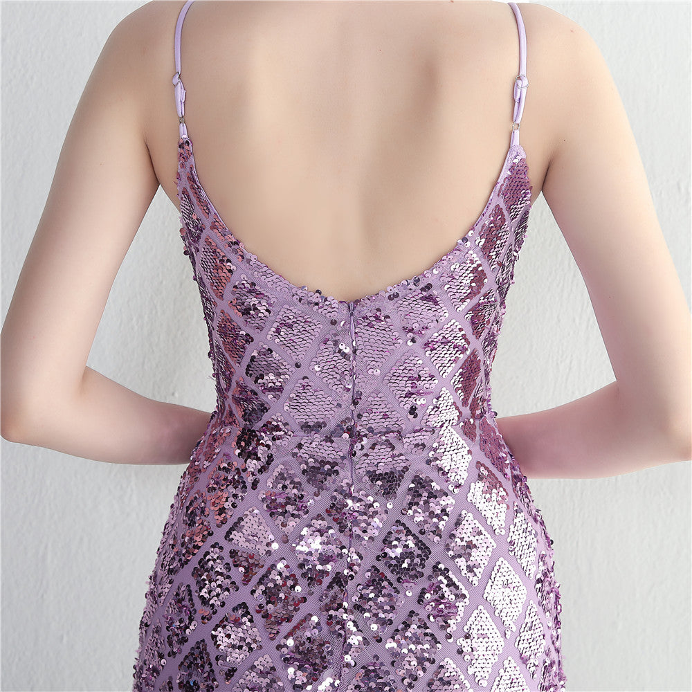 Sequined Strap Slit Bodycon Sexy Long Evening Dress 24